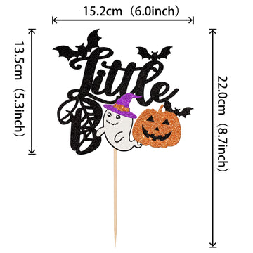1 Pcs Little Boo Cake Topper Glitter Baby Boo Ghost Pumpkin Cat Halloween Cake Pick Spooky Baby Shower Cake Decoration For Hallo