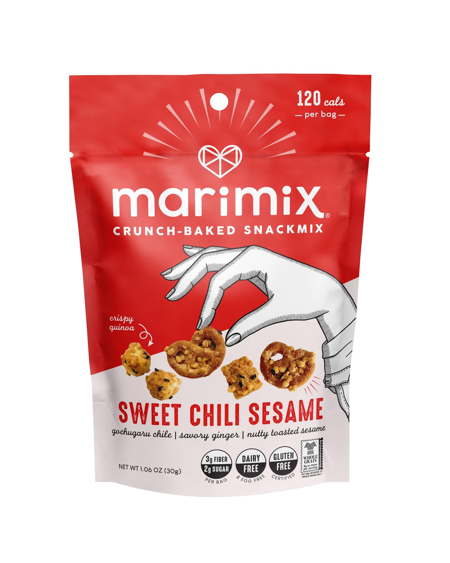 MARIMIX Mini Snack Mix, Sweet Chili Sesame, 6 Pack, 1.06 Ounce Each