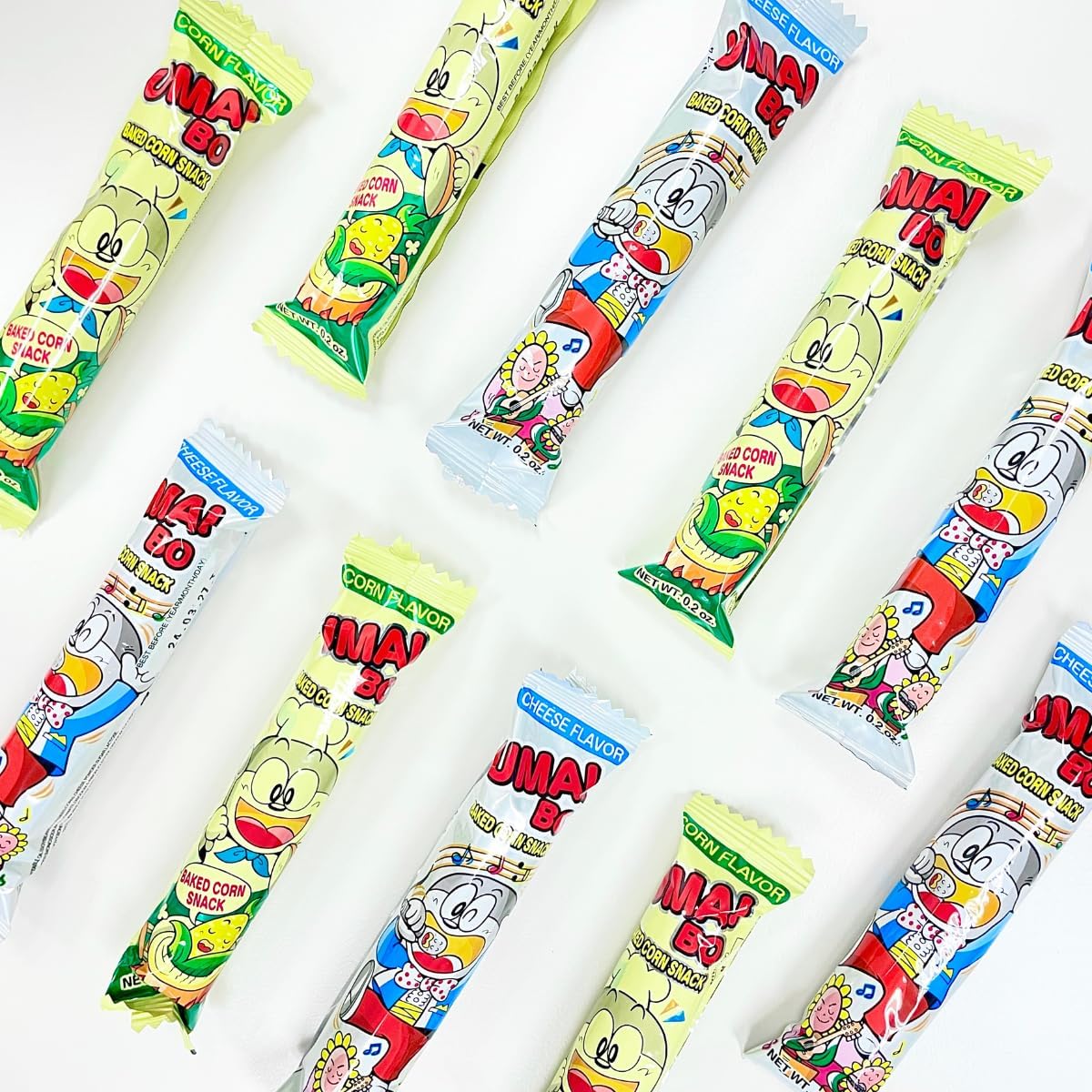 Japanese Snacks Variety Pack, Corn and Cheese Flavor, Corn Puffed Dagashi Mix, 30 Sticks