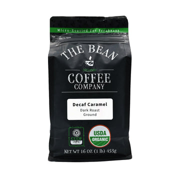 The Bean Organic Coffee Company Water Processed DECAF Caramel, Medium Roast, Ground Coffee, 16-Ounce Bag, Caf   Molido Tostado O