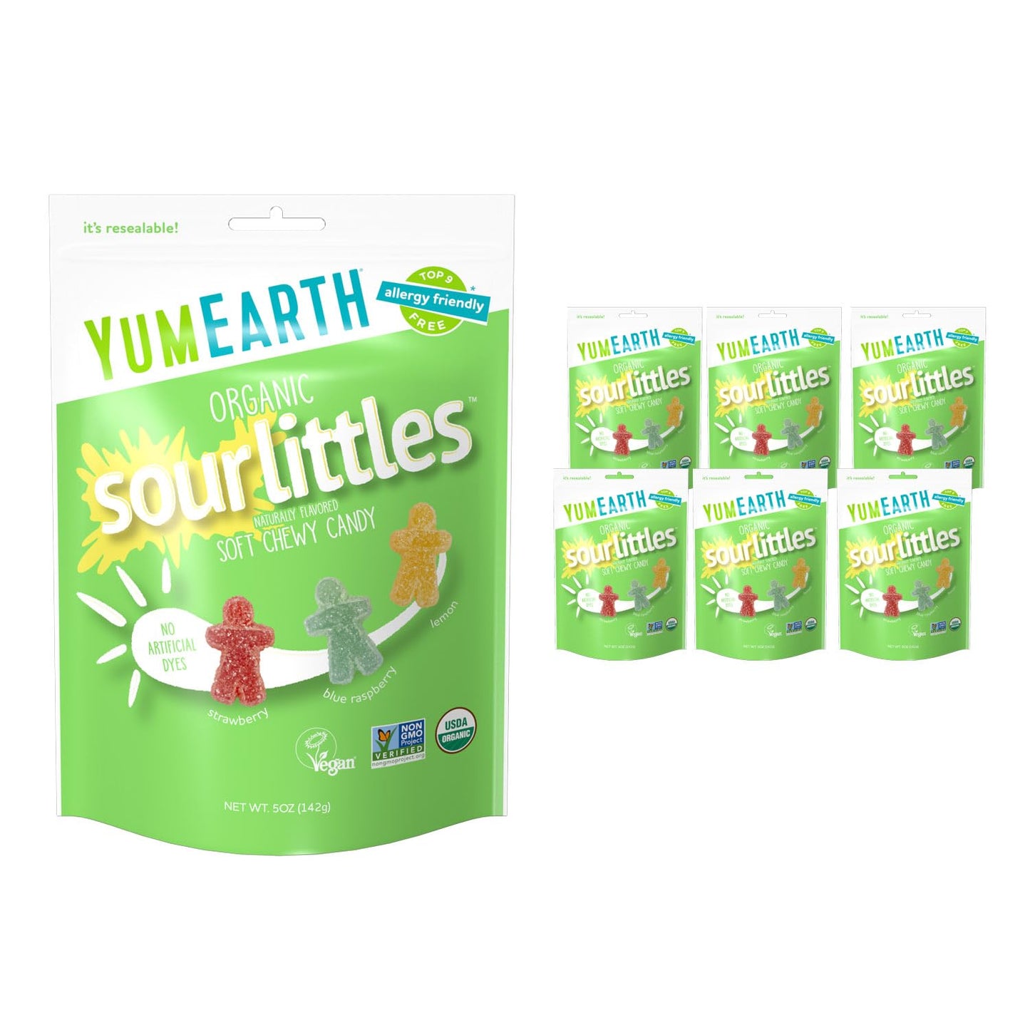 YumEarth Organic Sour Littles Soft Chewy Candy, Vegan Friendly, USDA Certified Organic, Gluten Free & Non-GMO, 5 Ounce (Pack of 
