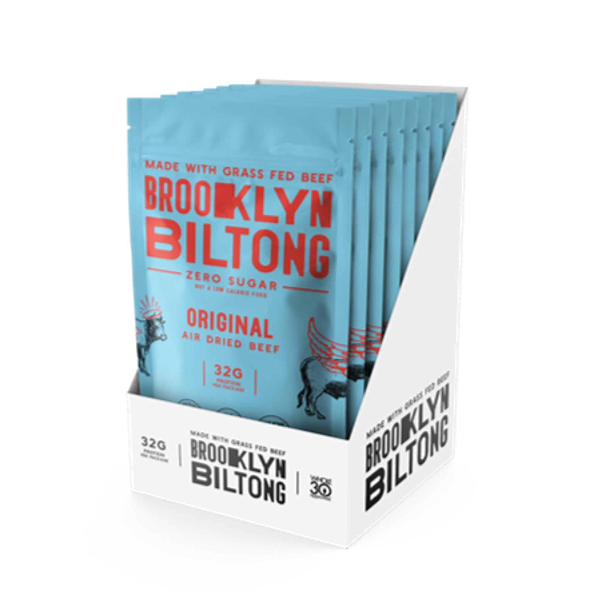 Brooklyn Biltong Air Dried Grass Fed Beef Snack, South African Beef Jerky (2 Oz, Pack Of 8)- Whole30 Approved, Paleo, Keto, Glut