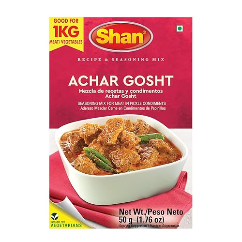 Shan - Achar Gosht Seasoning Mix (50G) - Spice Packets For Meat In Pickle Condiments