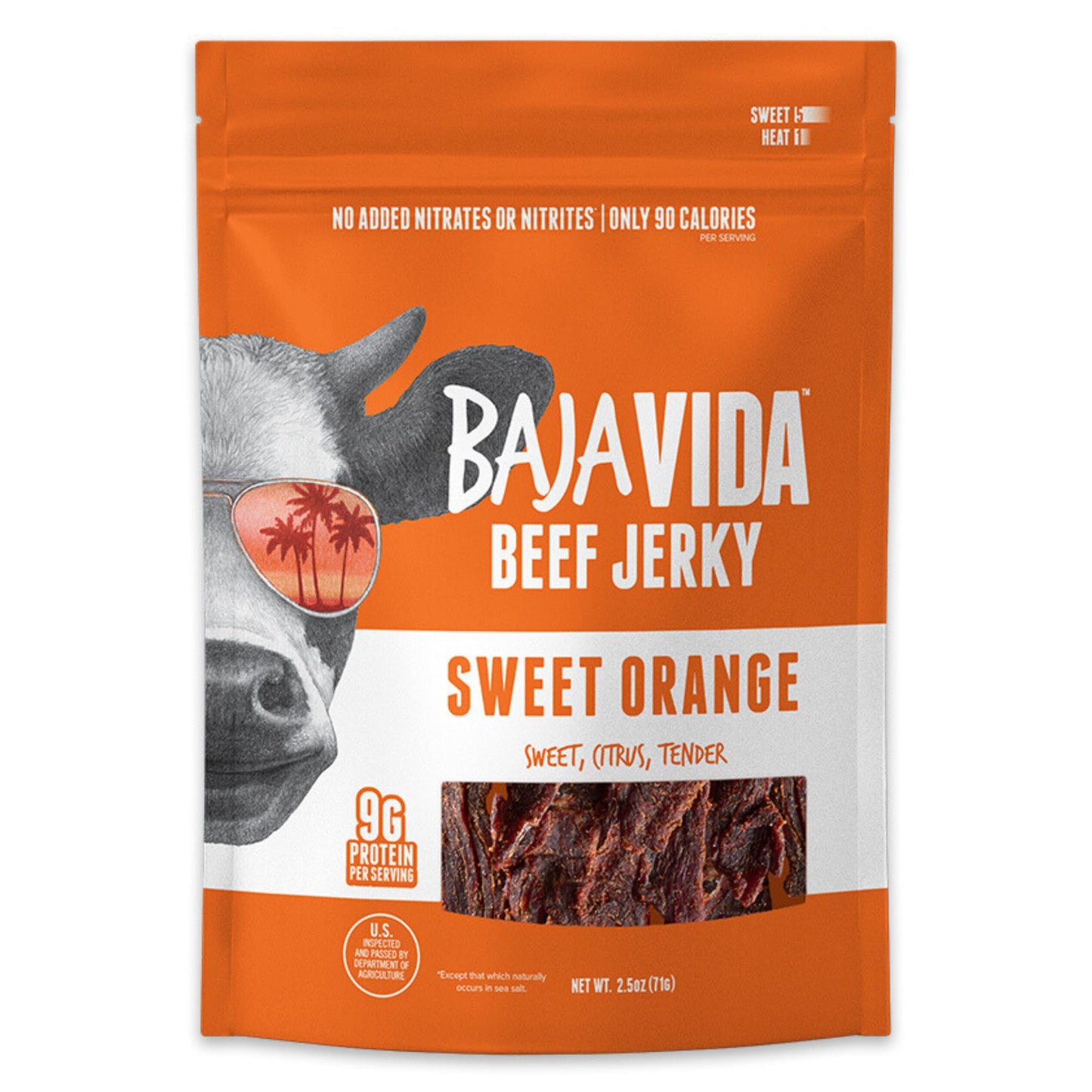 Baja Vida Sweet Orange Beef Jerky - Beef Jerky Snack Packs, Healthy Jerky, Gluten-Free, All-Natural Beef, No Msg, Made In The Us