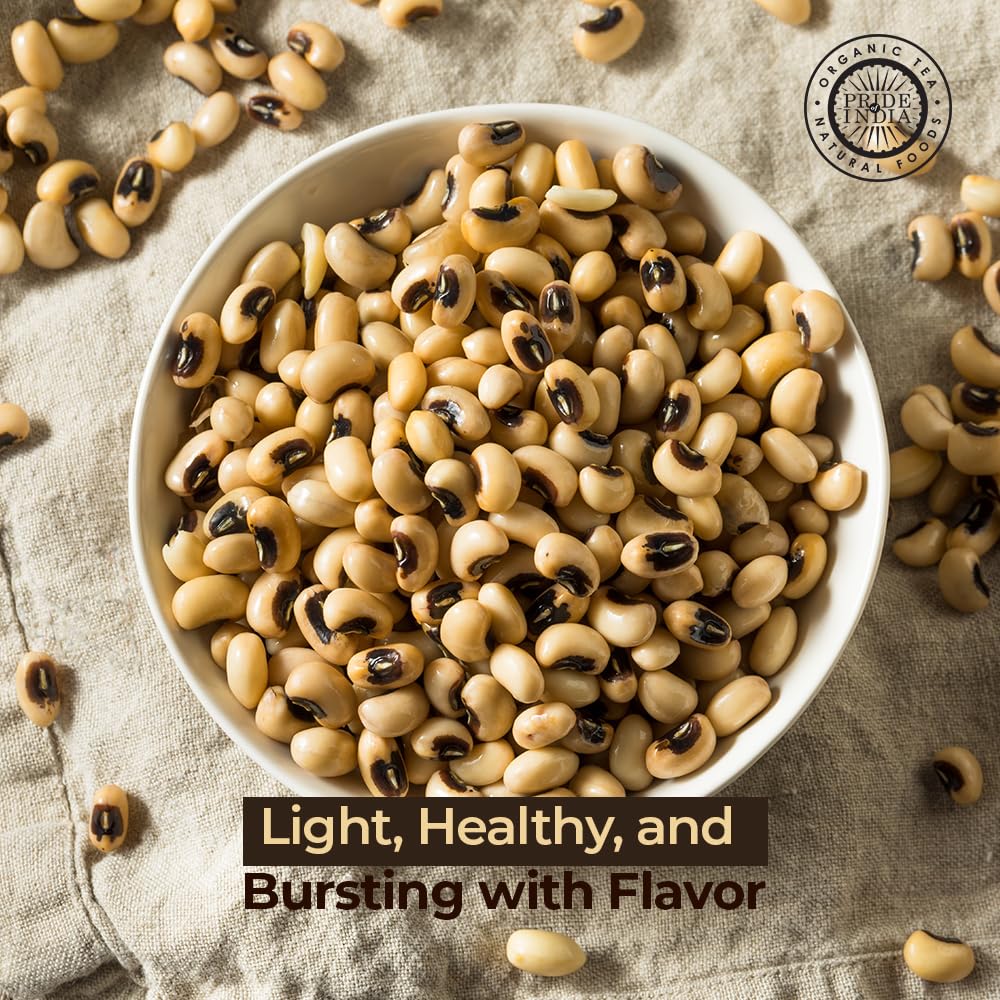 Pride Of India - Indian Whole Black Eyed Peas - Protein & Fiber Rich Lobiya, 3.0 Pound Jar