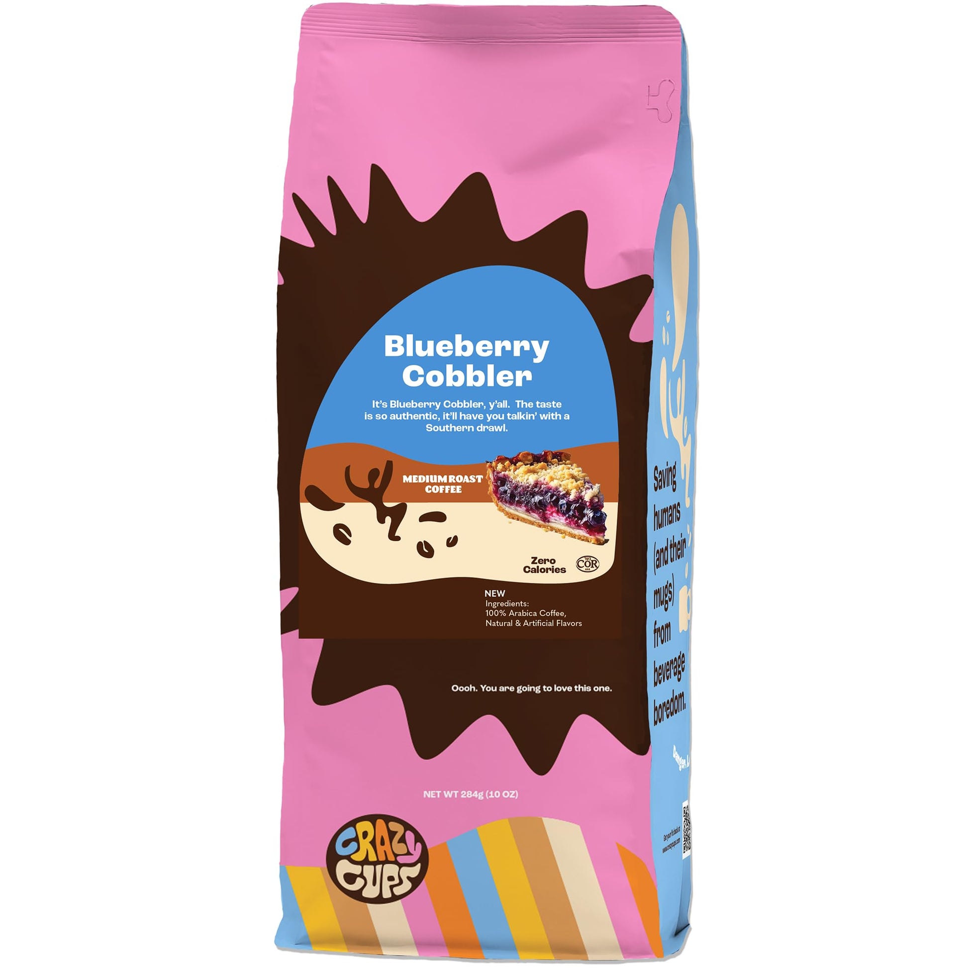 Crazy Cups Flavored Ground Blueberry Coffee  Blueberry Cobbler  For Brewing Flavored Hot or Iced Coffee  10 oz Bag