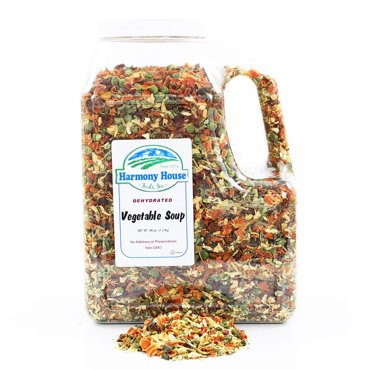 Harmony House Vegetable Soup Mix - Dehydrated Vegetables for Cooking, Camping, Emergency Supply - 44 oz Jug