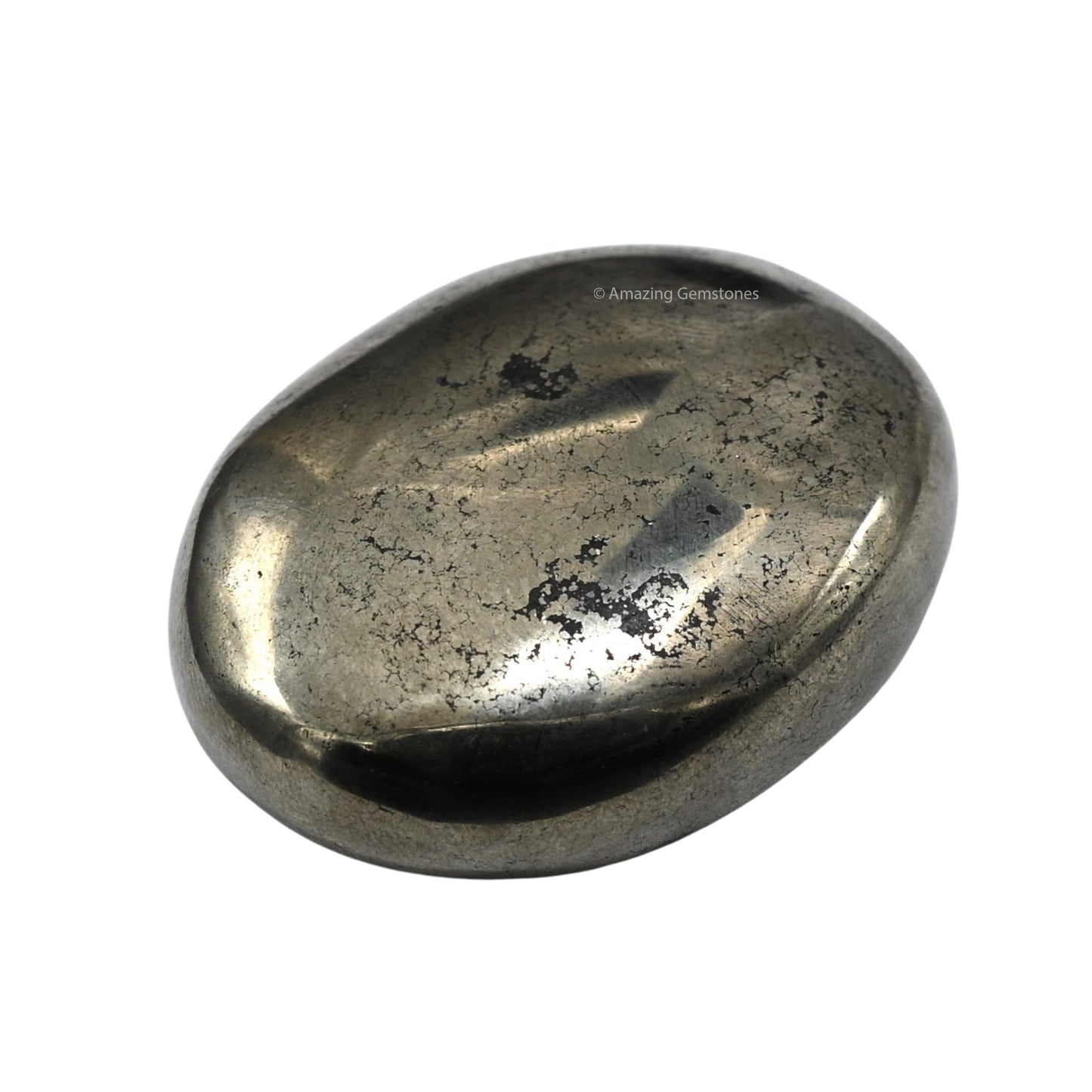 Pyrite Palm Stone - Pocket Massage Worry Stone For Natural Body Chakra Balancing, Reiki Healing And Crystal Grid
