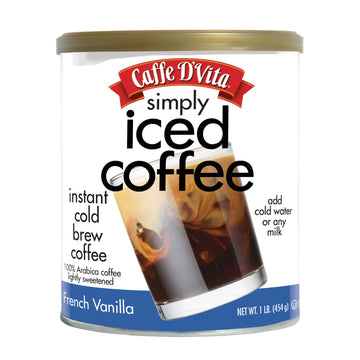 Caffe Dvita Simply Iced Coffee French Vanilla - 100% Colombian Arabica Instant Mix, French Vanilla Instant Coffee, Low Calorie I