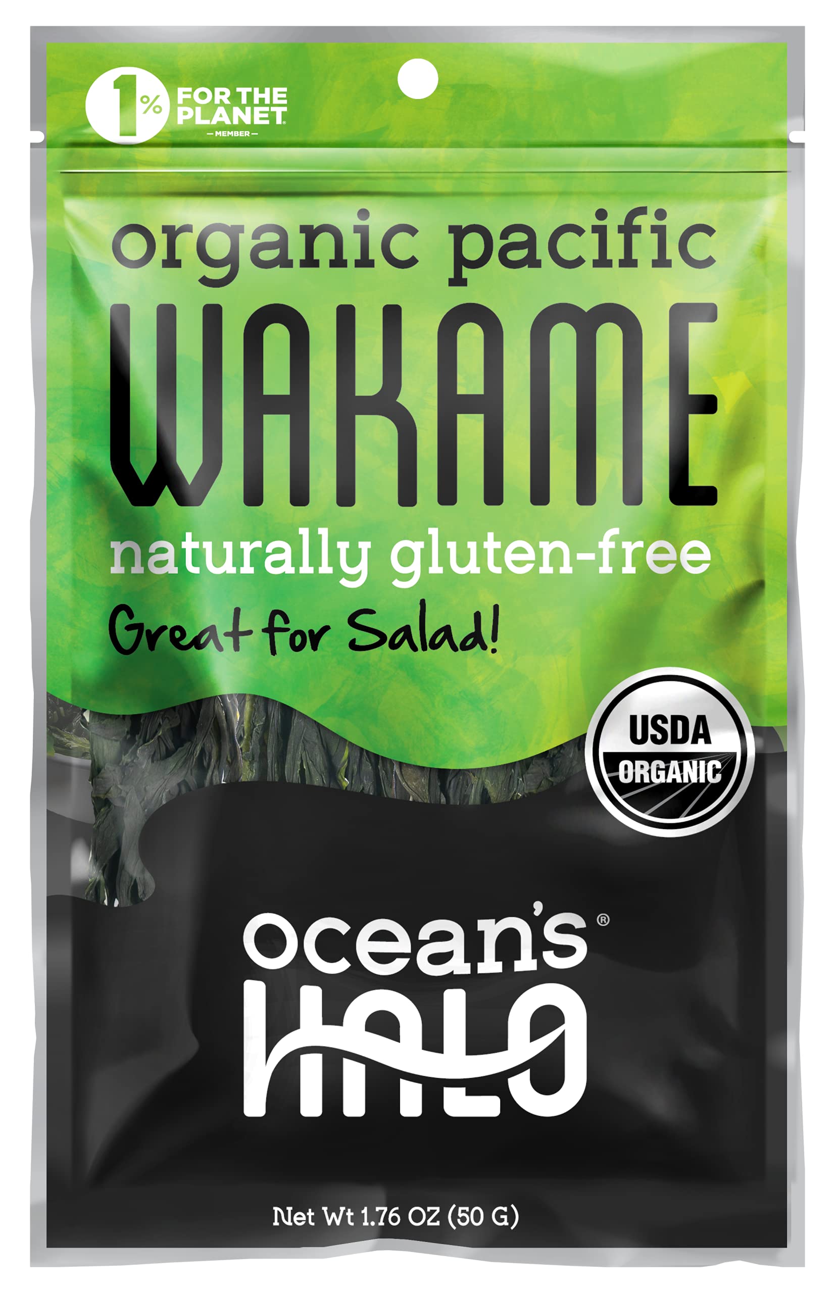 Oceans Halo Organic Wakame Strips, 1.76 oz, Seaweed Snack, Vegan, Gluten-Free
