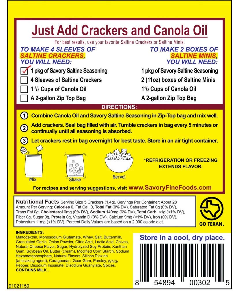 Savory Saltine Seasoning, 1.4 Ounce, Texas Chipotle, 1 Pack