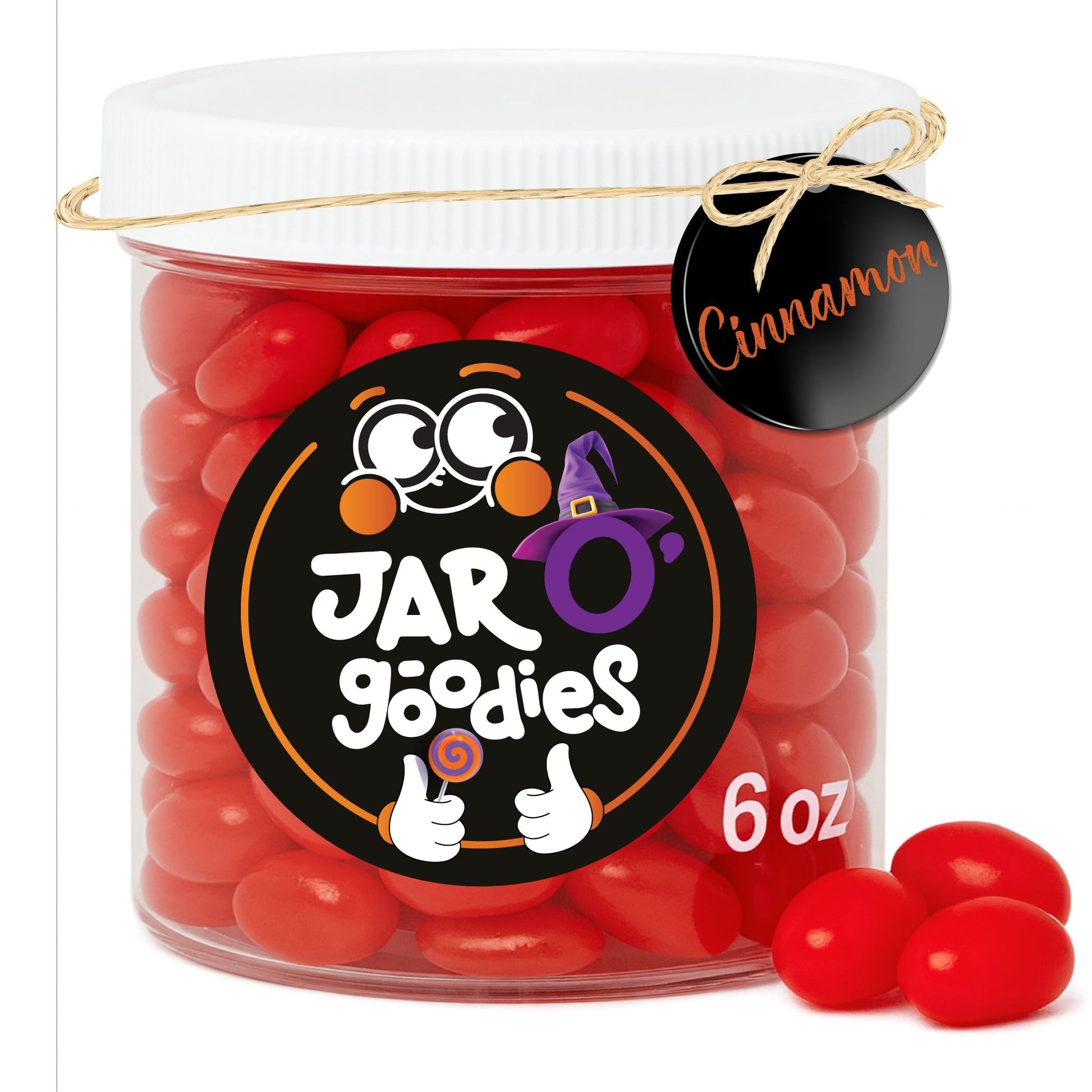 Jar O Goodies - Holiday  , Christmas Stocking Stuffers, Cinnamon Jelly Beans Gift Set, Original Chewy Candies (6 Ounce, 1 Pack) Party Favor - Gluten & Nut Free, Kosher Parve