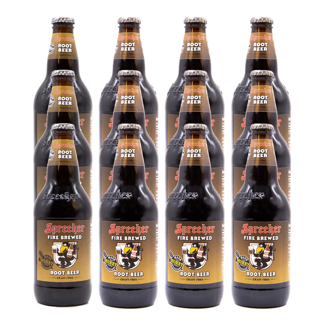 Sprecher Root malt-inspired Craft Soda – Fire Brewed with Honey, Caffeine Free, 16 Fl Oz Glass Bottles (12 Pack)