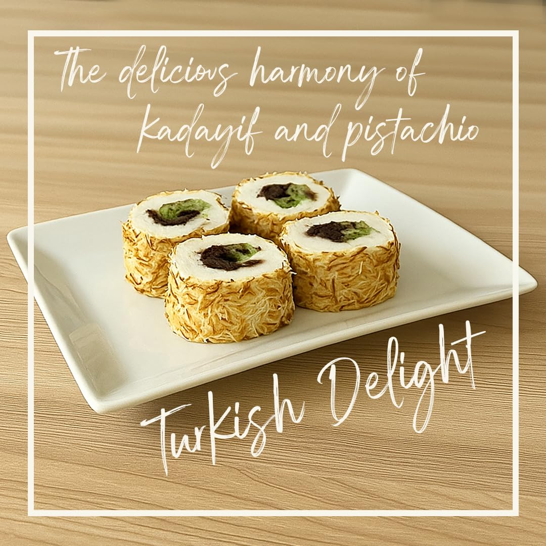 GÜLLÜOGLU Turkish Delight with Dubai Chocolate Filling, 200g (6 pieces), Gourmet Middle Eastern Candy