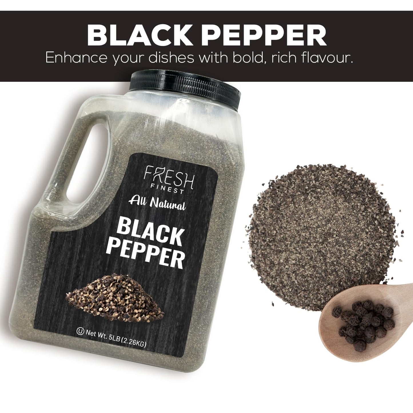 Fresh Finest 5 Lb. Black Pepper, Bulk, Kosher, Black Pepper Ground For Commercial And Home Cooking 5 Lb Black Pepper Freshly Pac