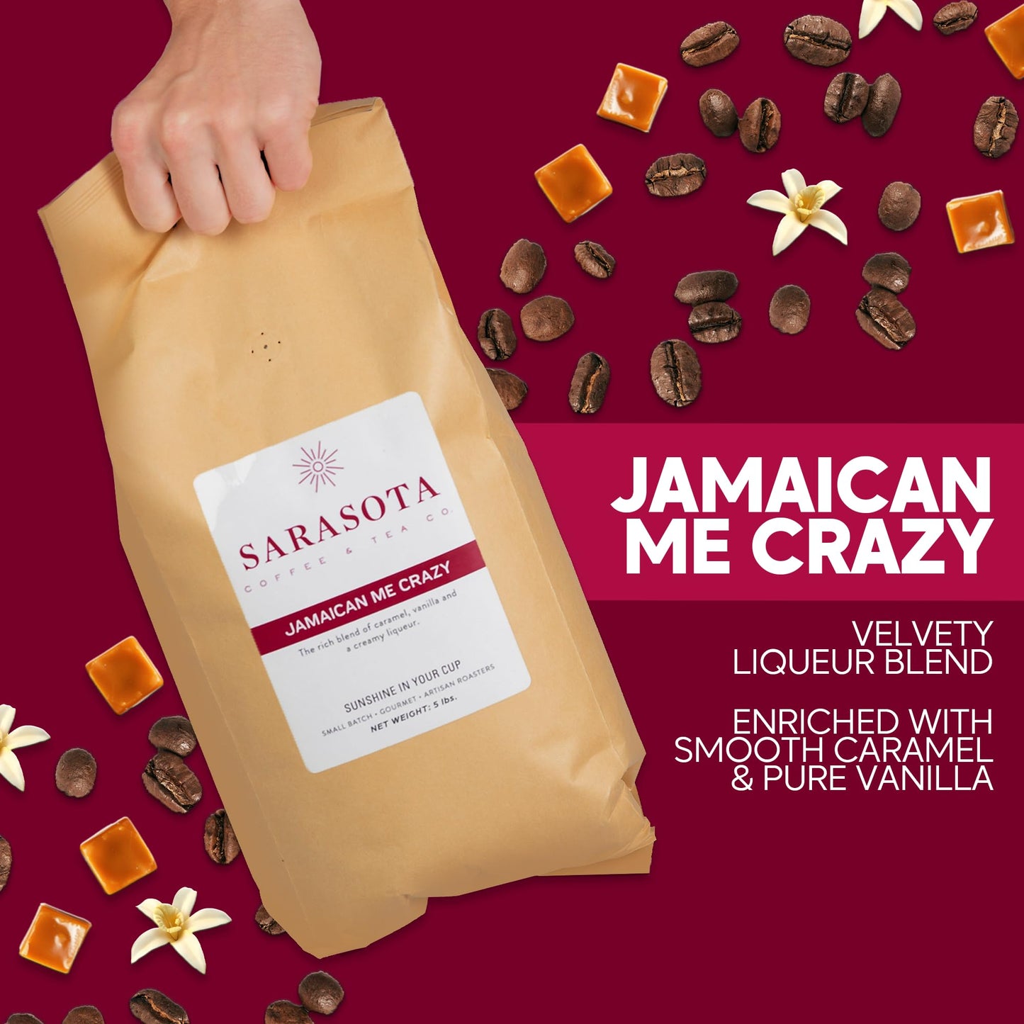 SARASOTA COFFEE & TEA CO. Whole Bean Coffee | Medium Roast | Low Acid | 80 oz