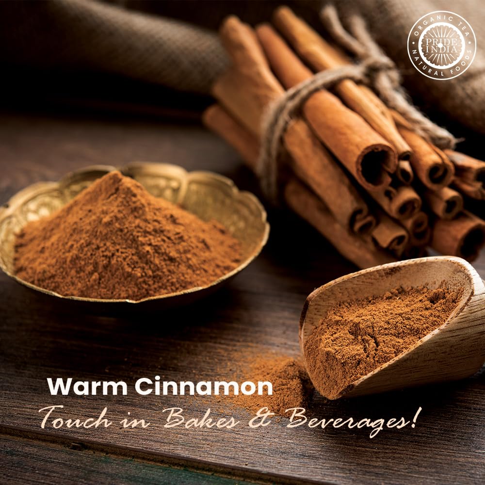 Pride Of India Natural Cinnamon Ground Gourmet Spice - 7 oz Dual Sifter Bottle - Organic Spice for Sweet & Savory Dishes