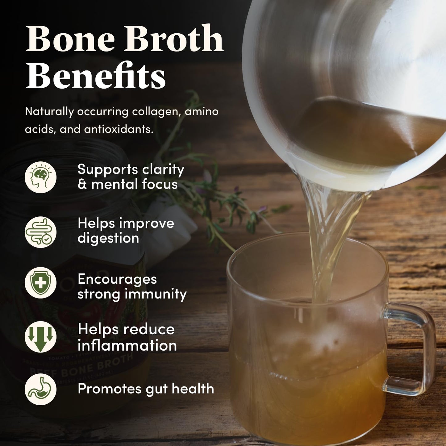 FOND Regenerative Grass Fed Beef Bone Broth - Slow-Simmered Beef Broth for Rich and Nourishing Flavor  Nutrient-Dense  Artisan Quality - Pure & Unflavored  14 oz (4-Pack)