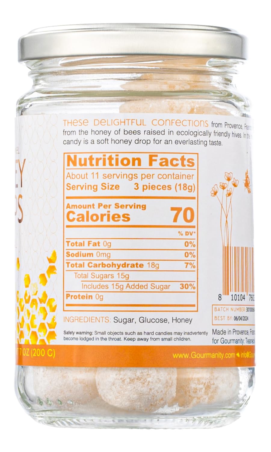 Gourmanity Honey Drops - Hard Honey Candy with Surprise Filling, 7oz Pack of 2