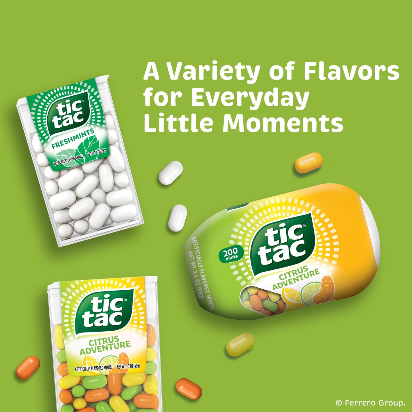 Tic Tac Citrus Adventure Mints, Bulk 8 Pack, Mints On The Go, Bottle Pack, 3.4 Oz Each