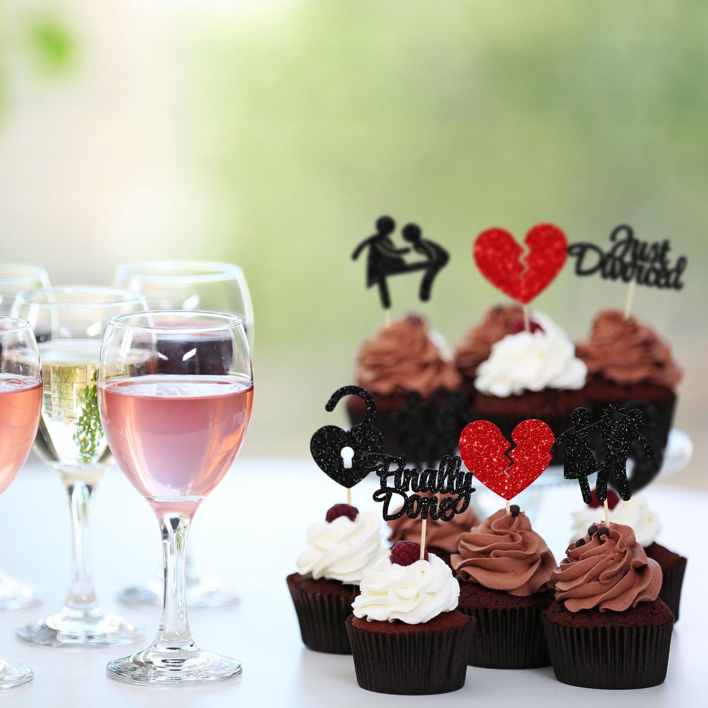 Gyufise 24Pcs Divorce Cupcake Toppers Glitter Finally Done Just Divorced Cupcake Picks Break Up Theme Cake Decorations For Bye F