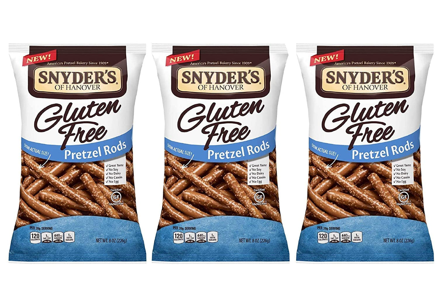 Snyders Gluten Free Pretzel Rods 8oz (Pack of 3)