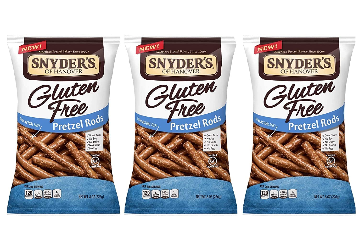 Snyders Gluten Free Pretzel Rods 8oz (Pack of 3)