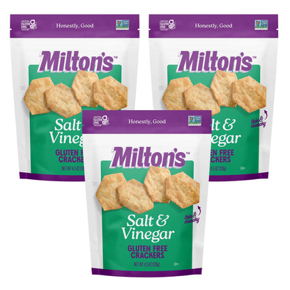 Milton s Gluten Free Crackers, Salt & Vinegar - Non-GMO Project Verified, Kosher, Certified Gluten Free Snack, 5 Grains In Ever