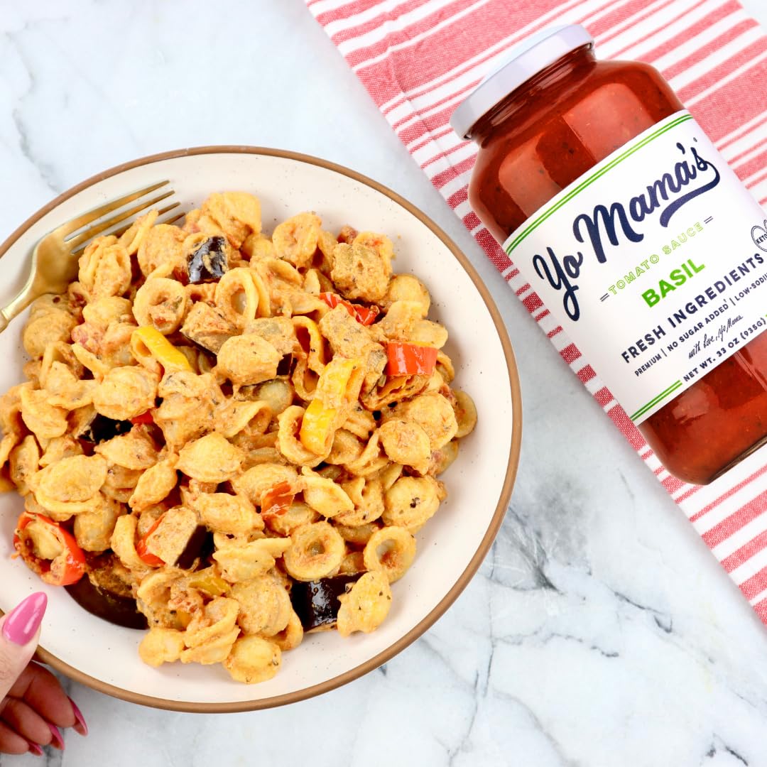 Yo Mamas Foods Keto Tomato Basil Pasta Sauce - Low Carb, No Sugar Added, Vegan - 2.06 lb (Pack of 3)