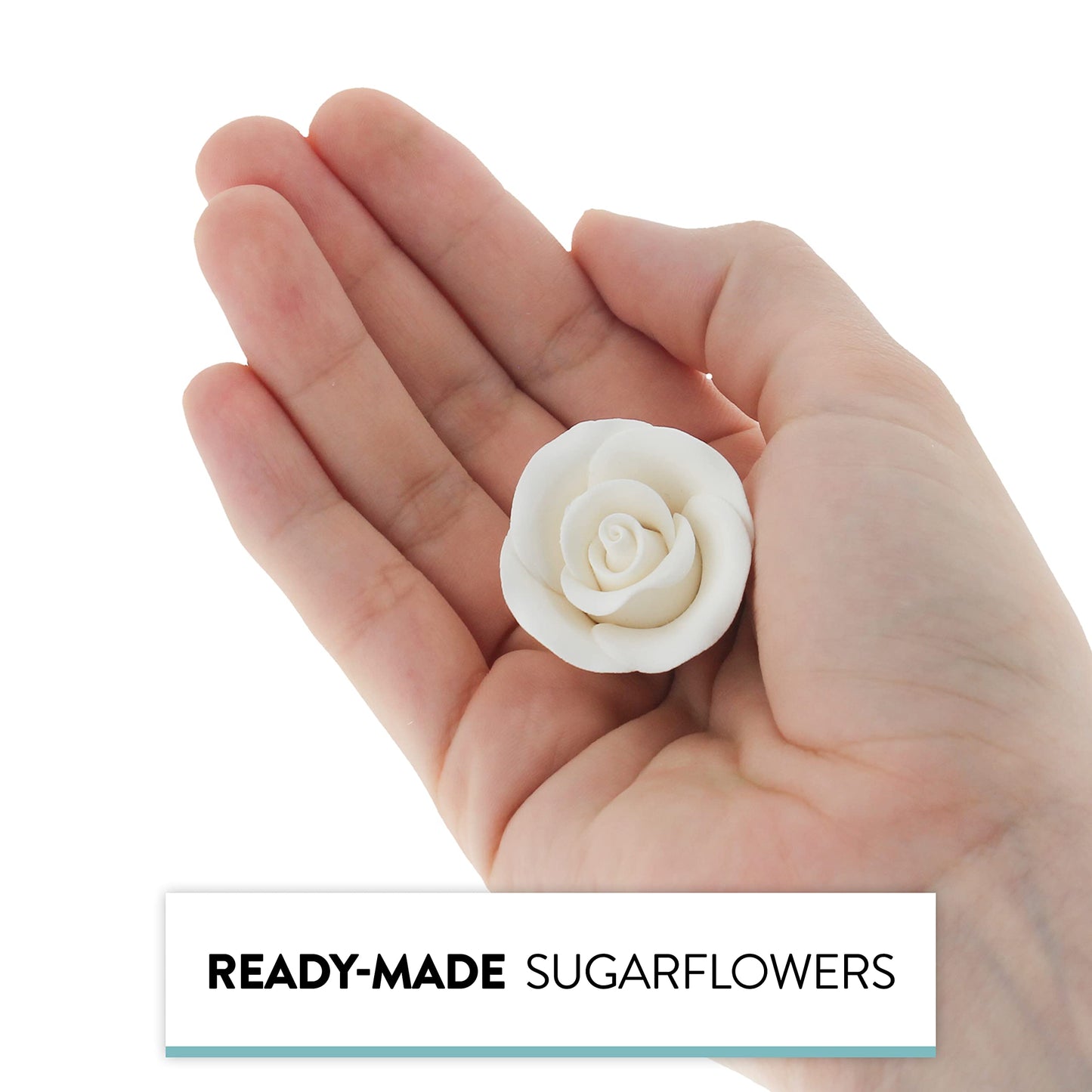 Global Sugar Art Enhanced Rose Sugar Cake Flowers, White Small Unwired, 12 Count By Chef Alan Tetreault