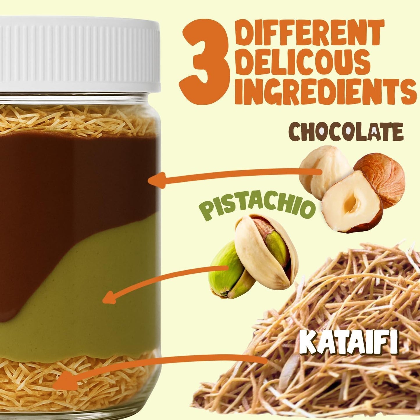 Dubai Chocolate Spread - 6.35 oz Jar with Pistachio  Kataifi & Gourmet Dubai Chocolate Filling for Pancakes  Breakfast  Snacks  and Desserts