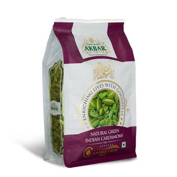Emperor Akbar Cardamom (Elaichi)- 1Kg - Green Cardamom In Superior Aroma-Lock Pack (Purple Grade - 8Mm Above)