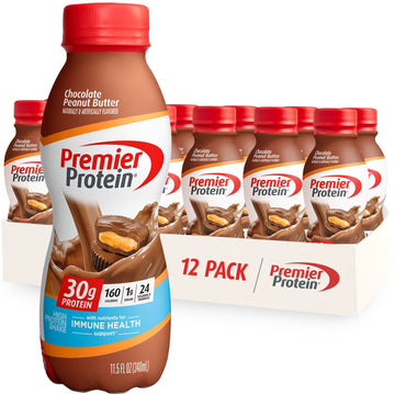 Premier Protein Shake, Chocolate Peanut Butter, 30g Protein, 1g Sugar, 24 Vitamins & Minerals, Nutrients to Support Immune Healt