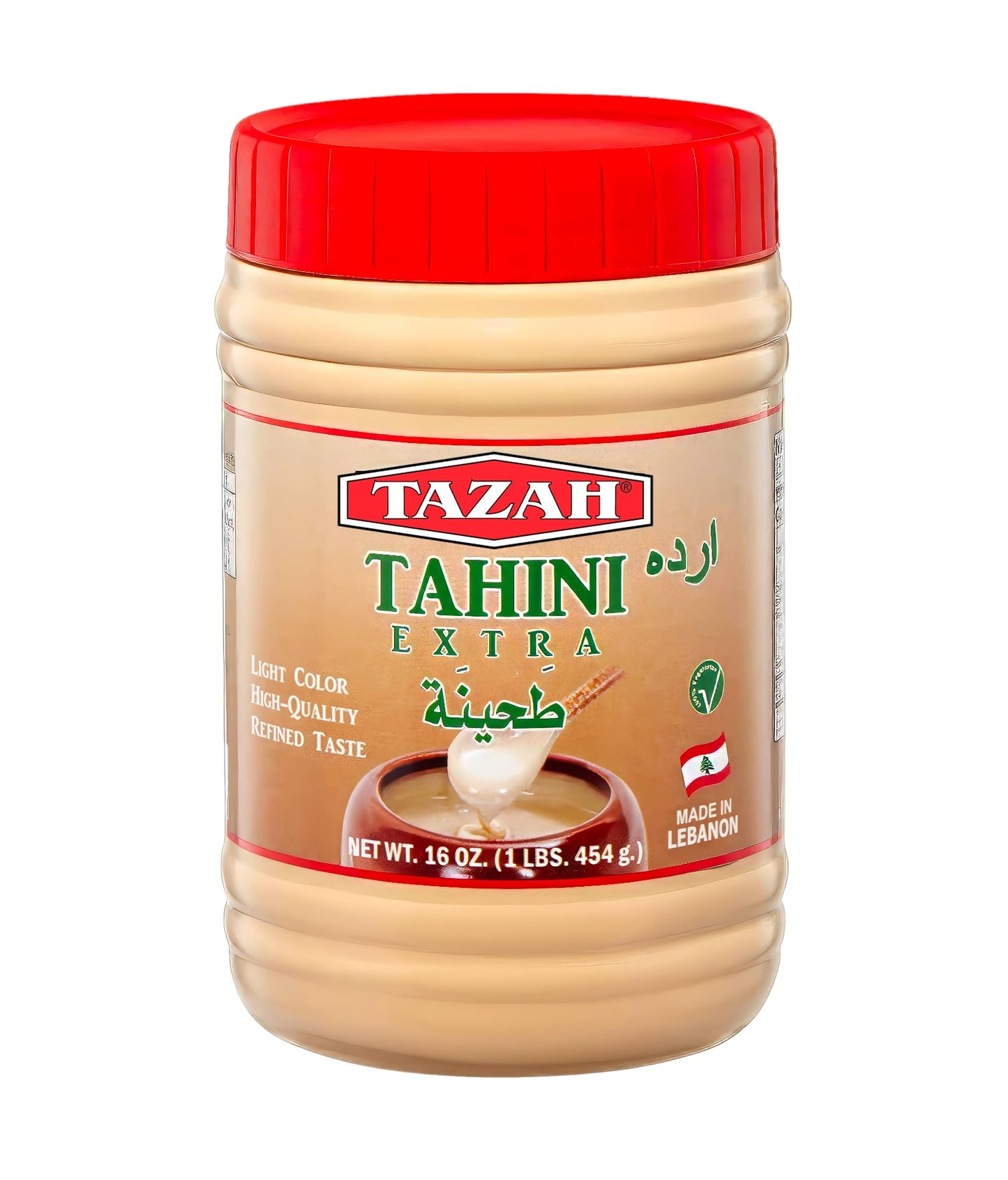 TAZAH Tahini Paste - Natural Stone Ground Sesame Paste, Vegan, 16oz
