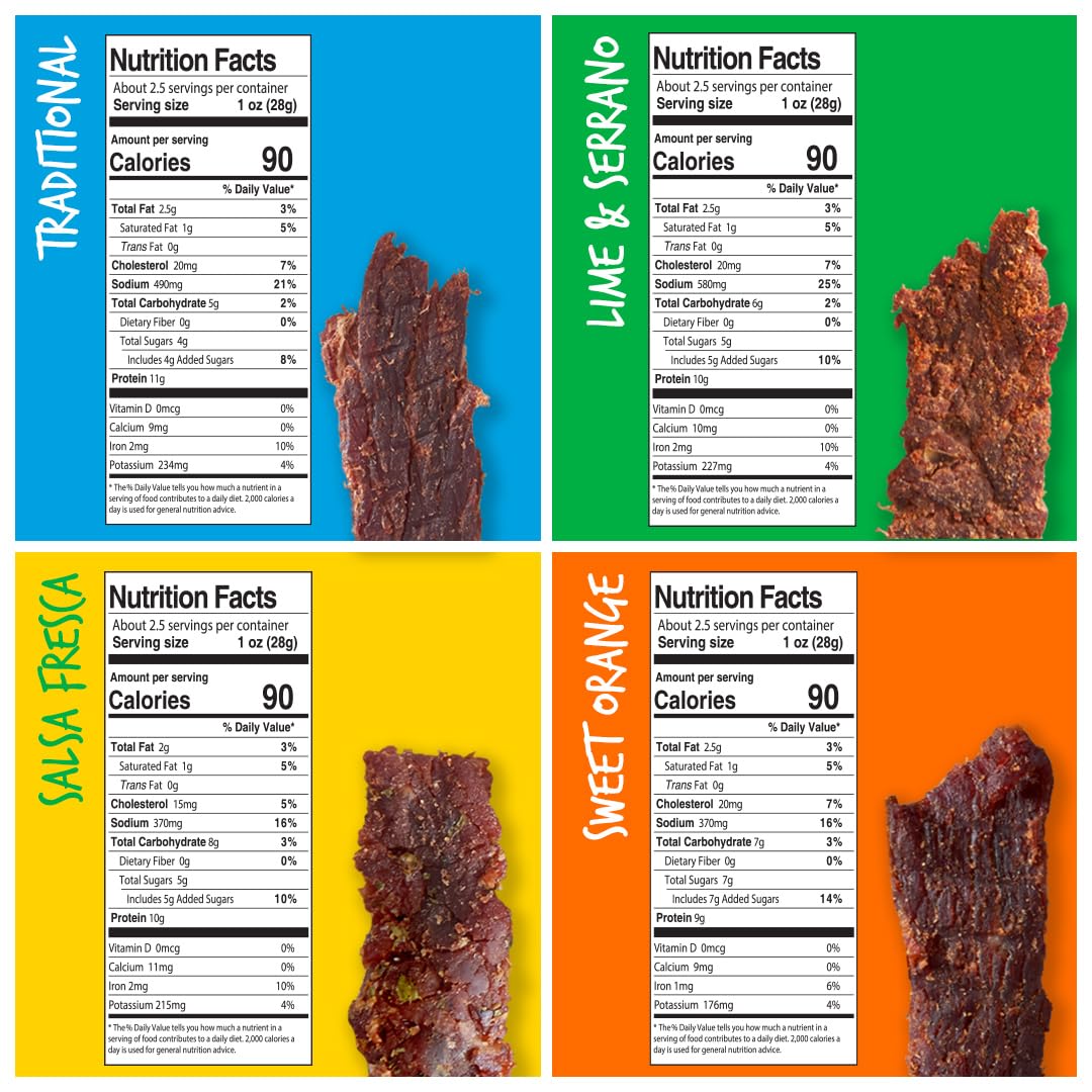 Baja Beef Jerky Snack Pack - Jerky Variety Pack, Beef Jerky Gifts For Men, Beef Jerky Sampler, Craft Jerky, Beef Jerky Assortmen