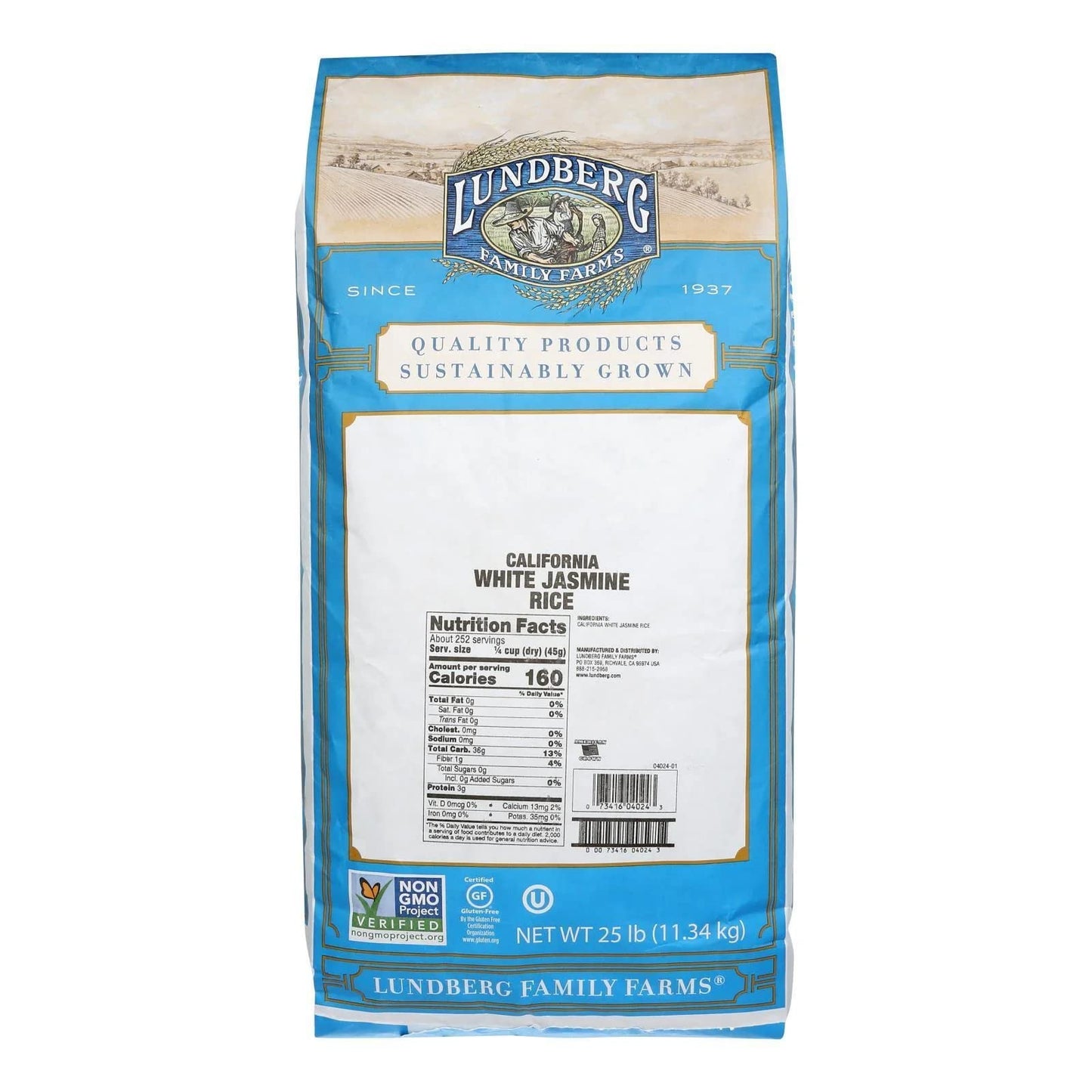 Lundberg Family Farms Eco-Farmed California White Jasmine Rice, Packaging May Vary, 400 Ounce (Pack of 1)