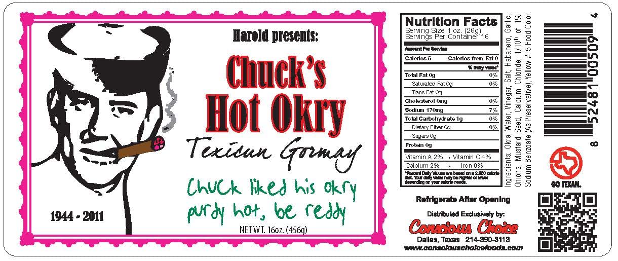 Harold'S - Chucks Hot Okra - Gourmet Spicy Okra - Packed With Fresh Garlic And Habanero - Made In Texas