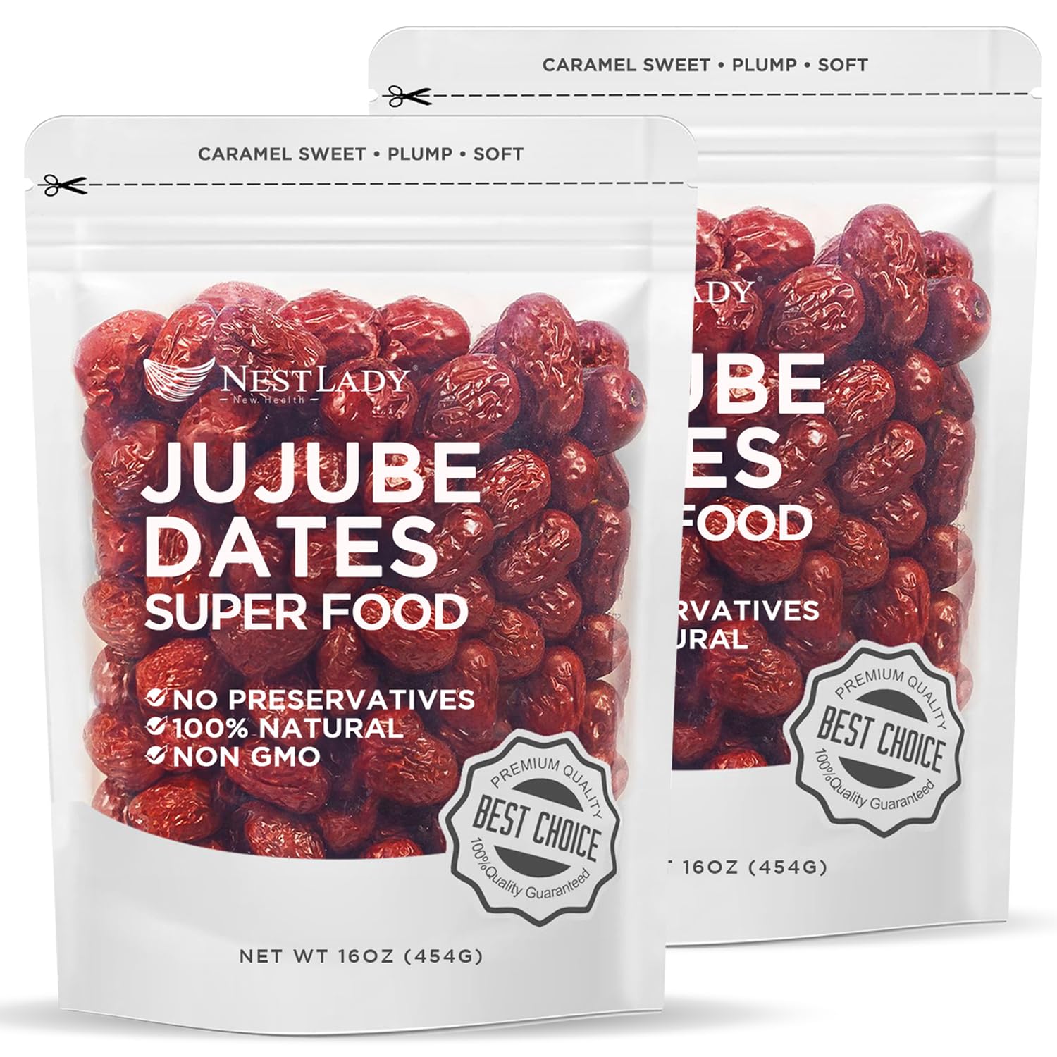 NESTLADY Premium Jujube Dates, Natural Dried Fruit, Sweet & Chewy, 2LB (2 Packs)