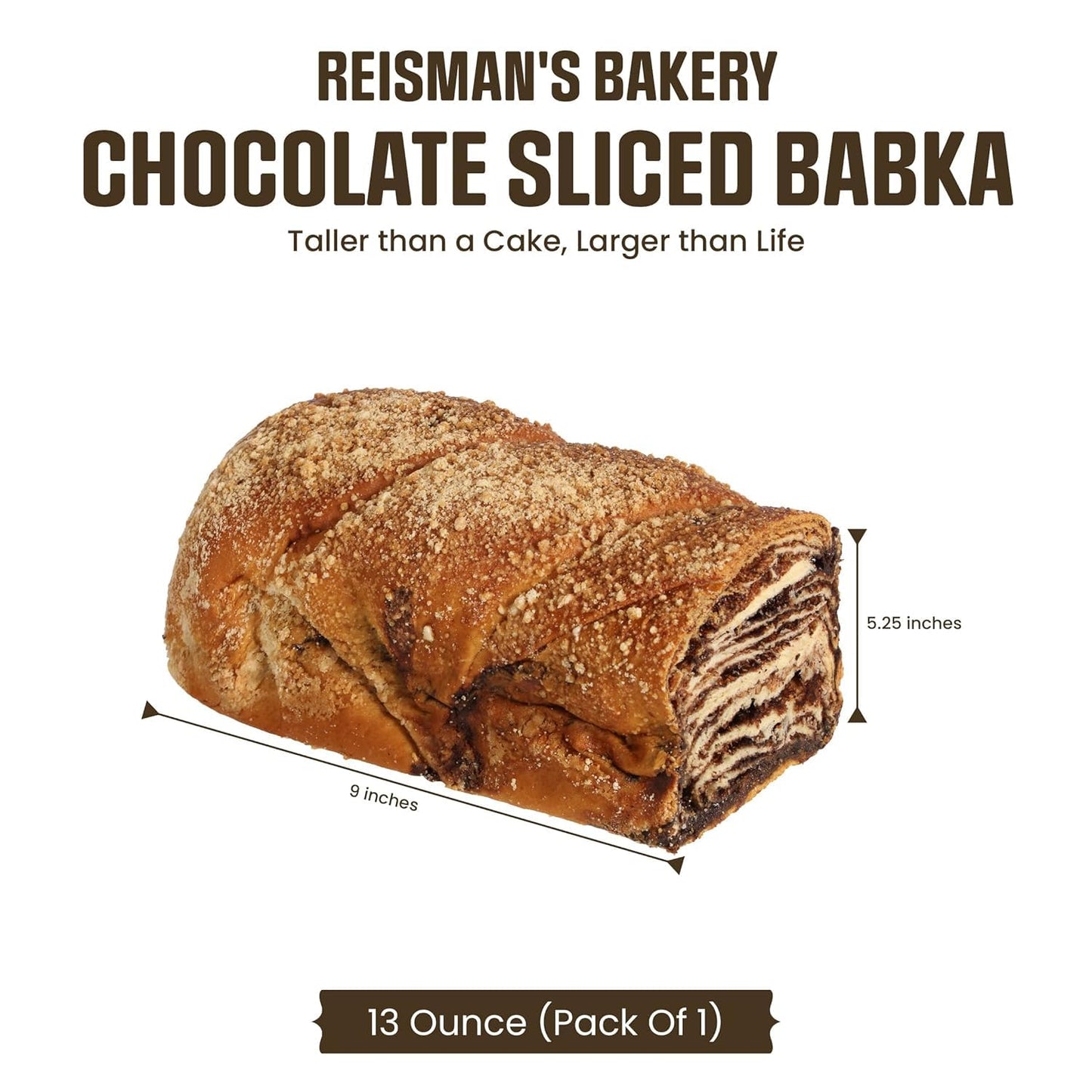 Reisman'S Bakery Chocolate Babka Cake, Fresh Dessert, Nut-Free And Dairy-Free Chocolate Cake, Ou Kosher-Certified Babka Bread, P