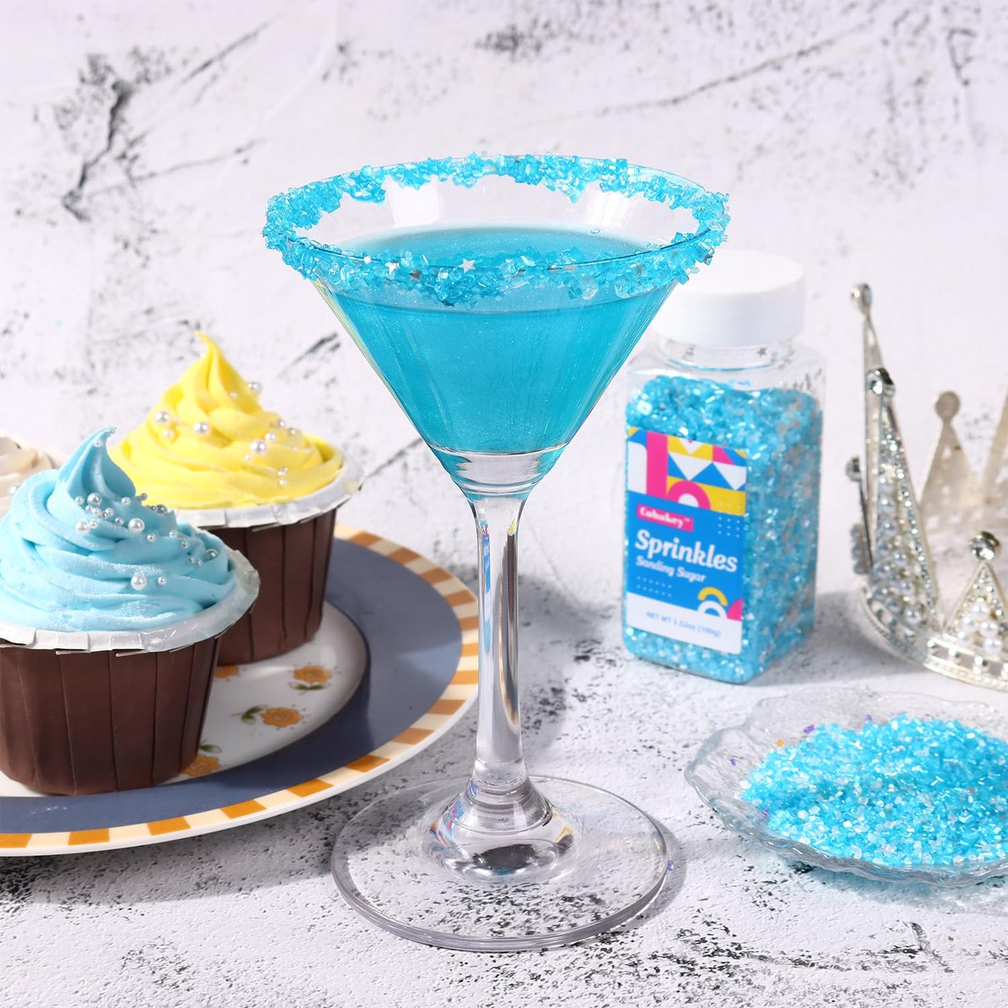 Sanding Sugar Edible Silver Glitter Stars Mix, Edible Blue Sugar Sprinkles For Cake Decorating, Sparkling Edible Sanding Sugar F
