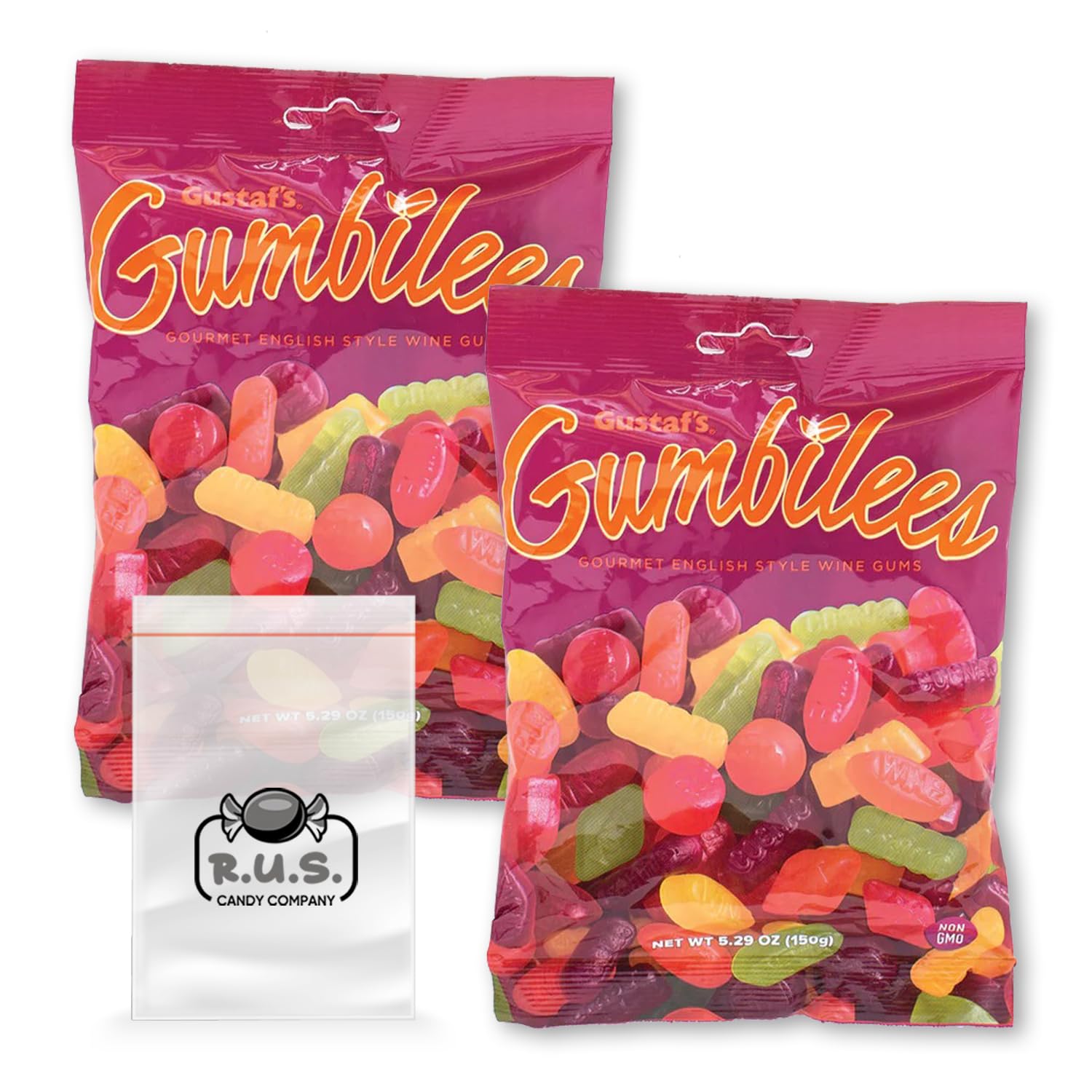 R.U.S. Candy Gourmet English Style Wine Gums, Assorted Fruit Flavored Gummies, 2 Pack, 5.29 oz Each