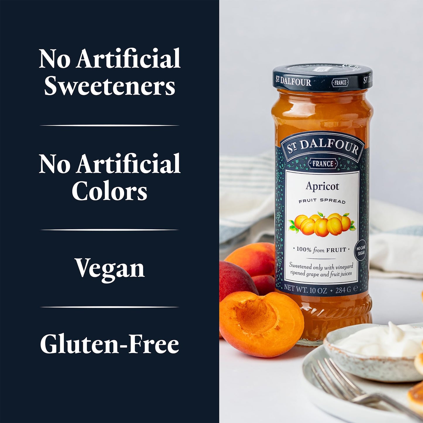 St. Dalfour Apricot Fruit Spread - 10oz - 100% from Fruit  No Artificial Ingredients  Non-GMO  No Cane Sugars  All Natural  Made in France