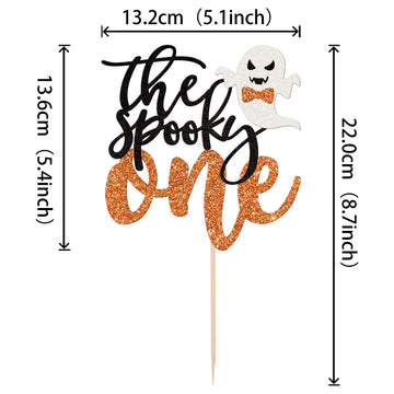 1 Pcs The Spooky One Cake Topper Glitter Ghost Halloween 1St Birthday Cake Pick Spooky One Cake Decoration For Halloween Theme B