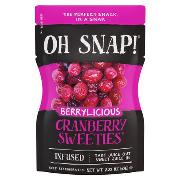 Oh Snap! Cranberry Sweeties - 12 Pack Infused Cranberry Snacks - Gluten-Free, Fat-Free, Ready to Eat