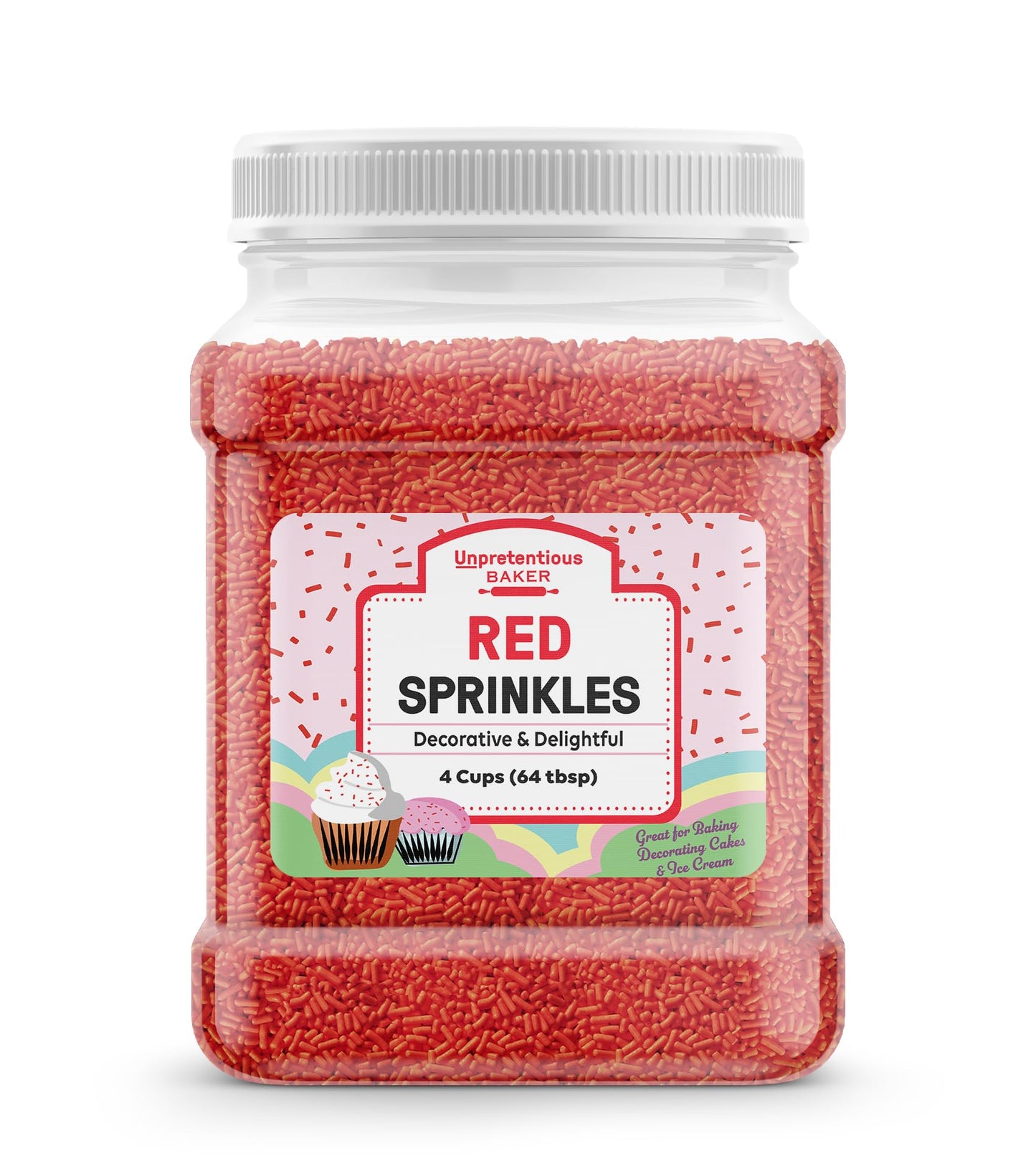 Unpretentious Red Sprinkles (4 Cups) Jimmies, Decorative Dessert Topping, Festive & Fun
