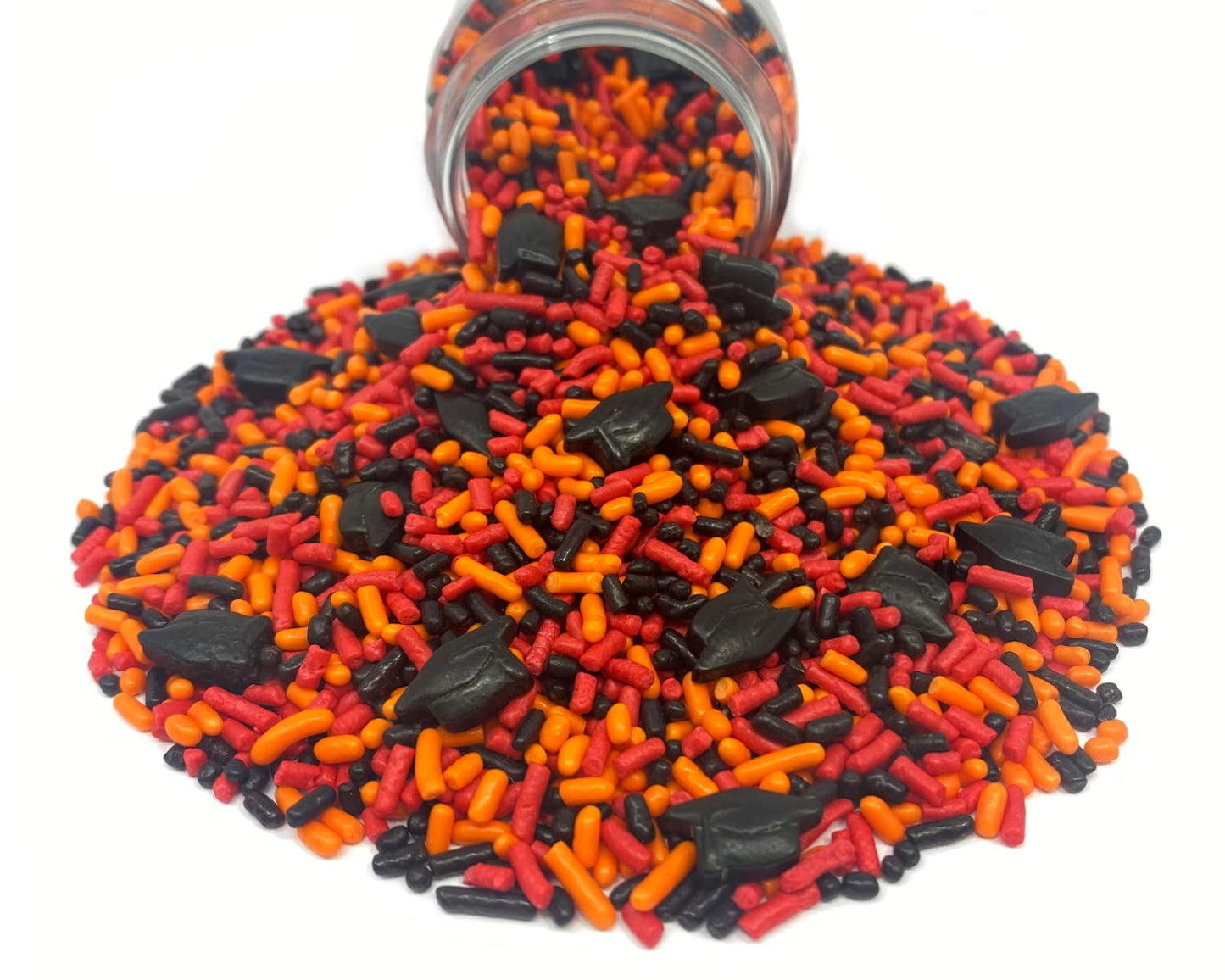 Mystic Sprinkles Graduation Day Sprinkles Mixes (Graduation Day! Black, Orange & Red Sprinkle Mix 3.8Oz)