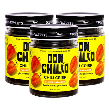 Don Chilio Hot Habanero Mexican Chile Crisp, 5 oz., 3 Pack - Crunchy Sliced Habanero Fried Chili Peppers in Hot Seasoned 100% Ol