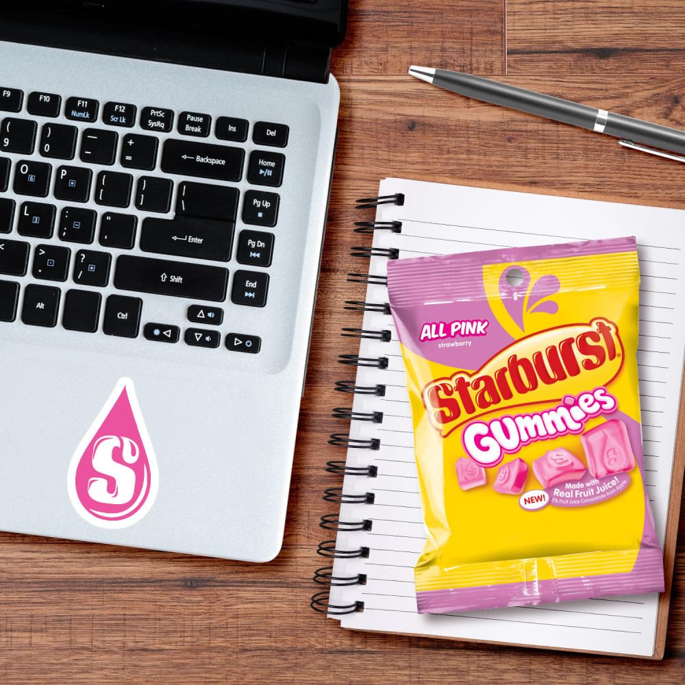 Starburst Gummies All Pink Gummy Candy, 5 oz Bag, Pack of 12, Model 464625