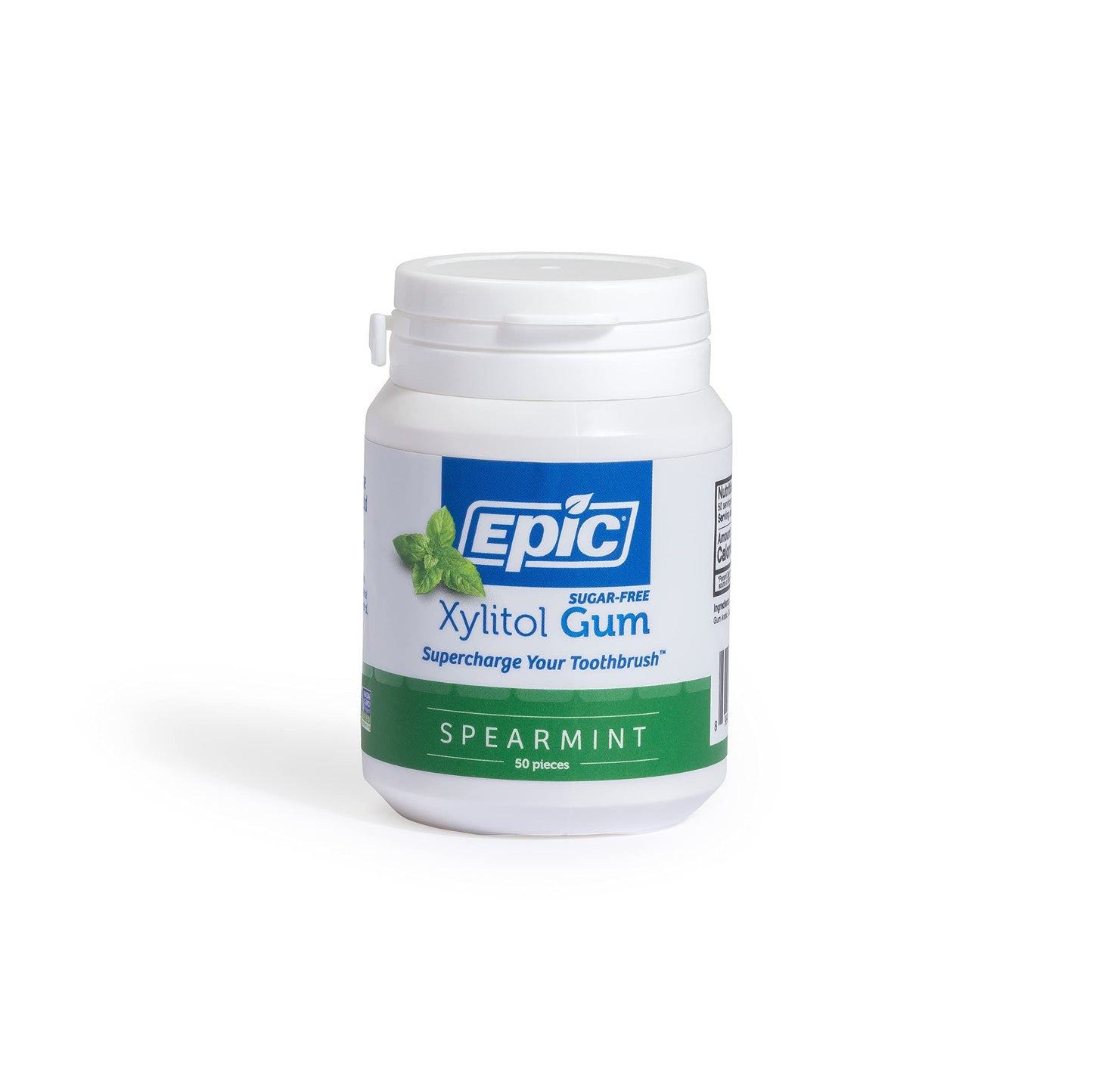 Epic Xylitol Chewing Gum - Sugar Free & Aspartame Free Chewing Gum Sweetened W/Xylitol For Dry Mouth & Gum Health (Spearmint, 50