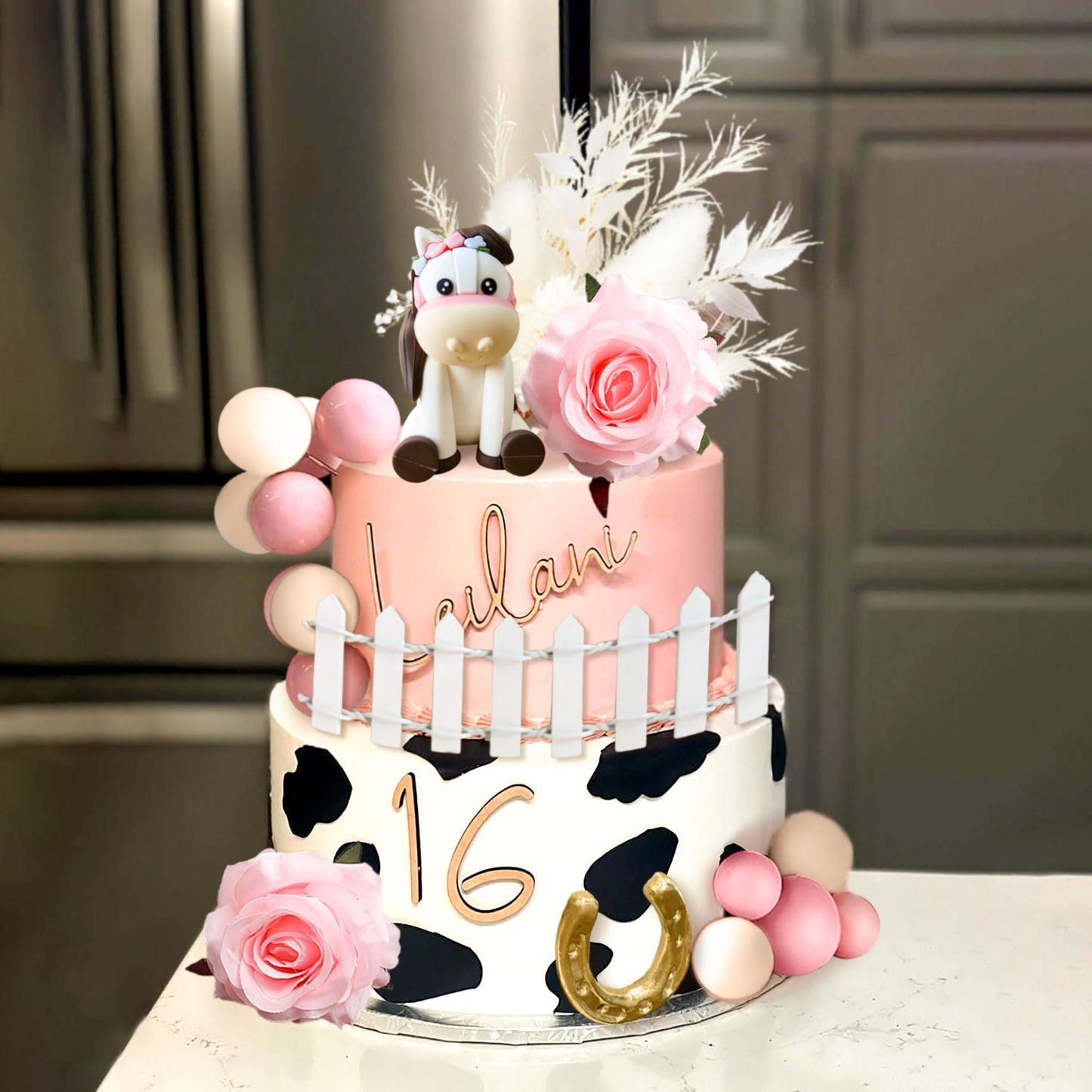 JeVenis Boho Horse Cake Decoration, Plastic Cowgirl Cake Topper, Small, White